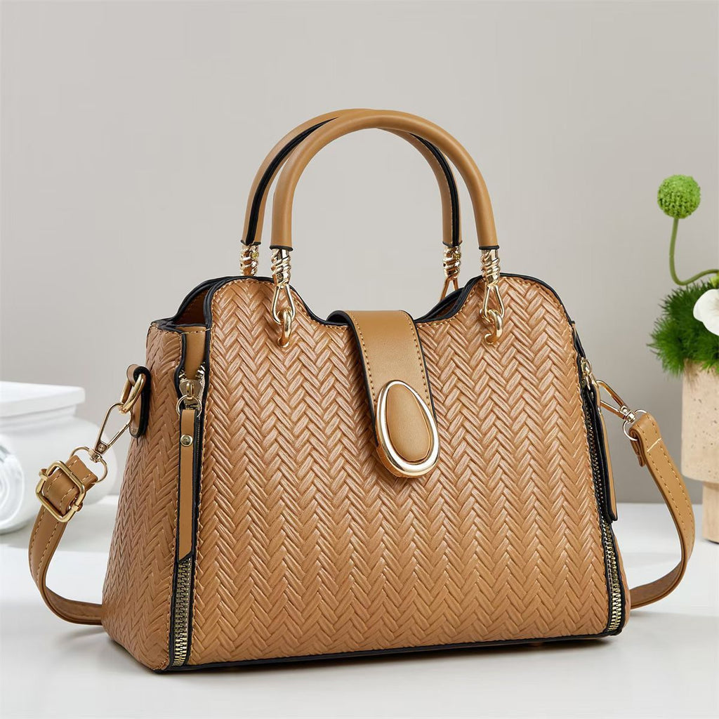 Handbag, Stylish Versatile Shoulder Bag with Contrasting