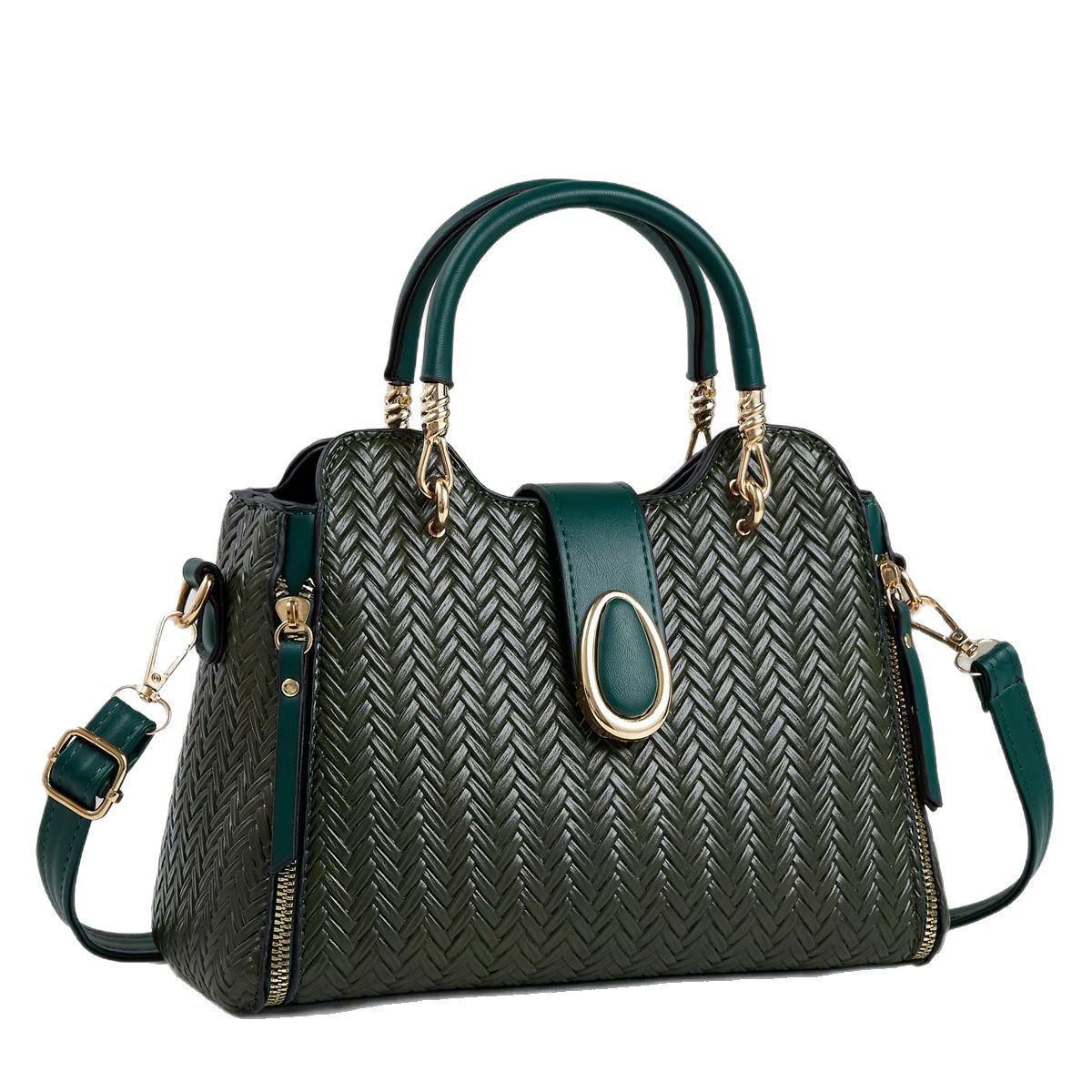 Handbag, Stylish Versatile Shoulder Bag with Contrasting