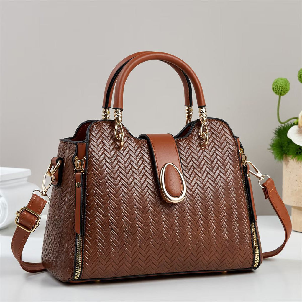 Handbag, Stylish Versatile Shoulder Bag with Contrasting